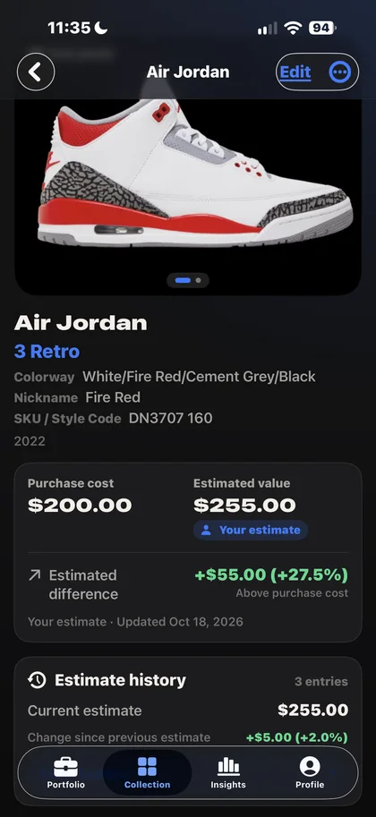 Pair detail with purchase cost, the owner’s estimate and the estimated difference.